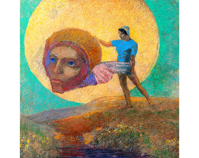 Odilon Redon, Figure portant une tête ailée (La chute d'lcare), 1876 | Art Print | Canvas Print | Fine Art Poster | Art Reproduction