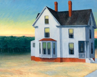 Edward Hopper - Cape Cod Sunset, (1934), Canvas Print or Fine Art Giclee - Enhanced