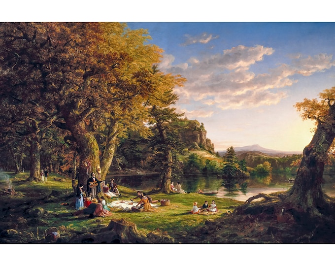 Thomas Cole, The Picnic Party, 1864 | Art Print | Canvas Print | Fine Art Poster | Art Reproduction | Archival Giclee | Gift Wrapped