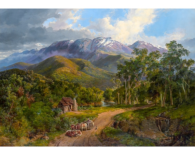 Nicholas Chevalier, The Buffalo Ranges, 1864 | Art Print | Canvas Print | Fine Art Poster | Art Reproduction | Archival Giclee | Gift Wrap