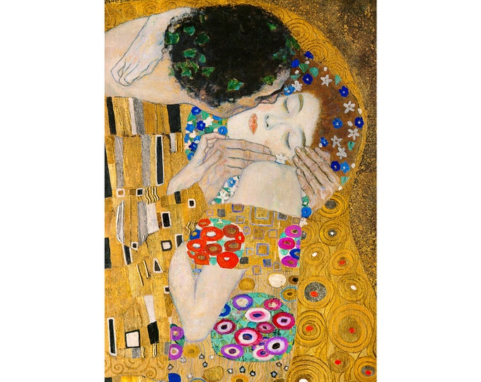 Gustav Klimt, The Kiss, (Crop) 1908 | Art Print | Canvas Print | Fine Art Poster | Art Reproduction | Archival Giclee | Gift Wrapped