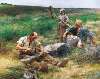 Leon Augustin Lhermitte - Haymaking (1887), Canvas Print or Fine Art Giclee - Enhanced