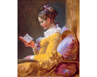 Jean-Honoré Fragonard, A Young Girl Reading, 1772 | Art Print | Canvas Print | Fine Art Poster | Art Reproduction | Archival Giclee | Gift