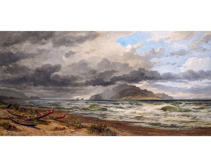 Nicholas Chevalier, Cook Strait, New Zealand, 1884 | Art Print | Canvas Print | Fine Art Poster | Art Reproduction | Archival Giclee | Gift