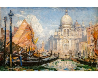 Arthur Streeton, Santa Maria della Salute (sunny), 1908 | Art Print | Canvas Print | Fine Art Poster | Art Reproduction | Archival Giclee