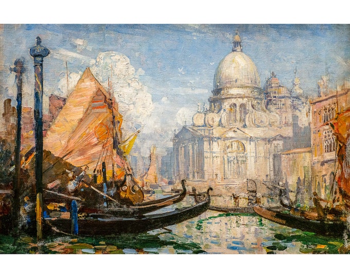 Arthur Streeton, Santa Maria della Salute (sunny), 1908 | Art Print | Canvas Print | Fine Art Poster | Art Reproduction | Archival Giclee