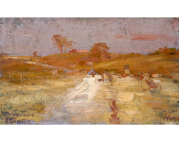 Arthur Streeton, Pastoral in Yellow and Grey, a Colour Impression of Templestowe, 1889 | Art Print | Canvas Print | Fine Art Poster | Art