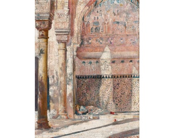 Tom Roberts, Basking, A Corner in the Alhambra, 1883 | Art Print | Canvas Print | Fine Art Poster | Art Reproduction | Archival Giclee