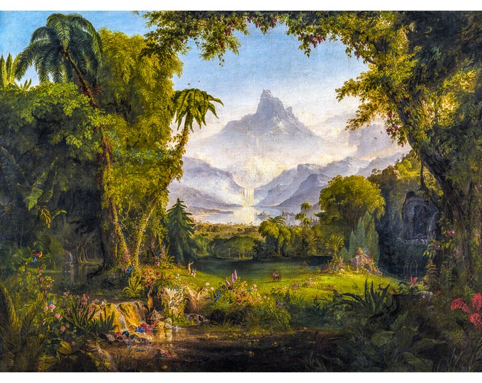 Thomas Cole, The Garden of Eden, 1828 | Art Print | Canvas Print | Fine Art Poster | Art Reproduction | Archival Giclee | Gift Wrapped