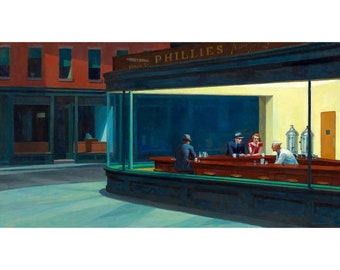 Edward Hopper, Nighthawks, 1942 Night Hawks | Art Print | Canvas Print | Fine Art Poster | Art Reproduction | Archival Giclee | Gift Wrapped