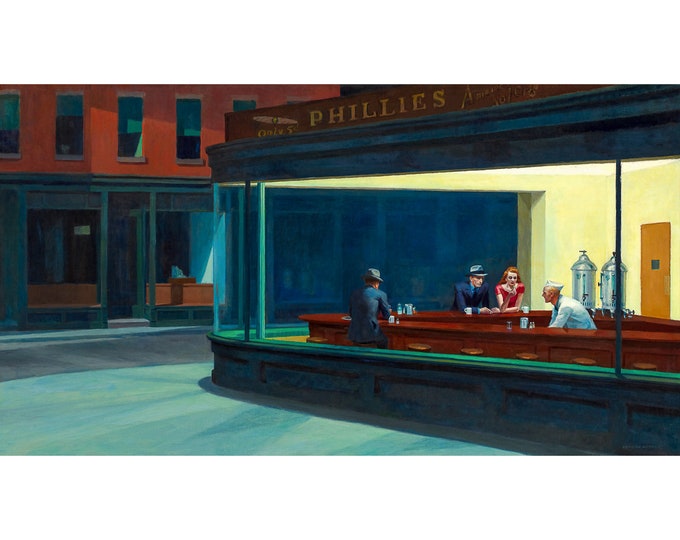 Edward Hopper, Nighthawks, 1942 Night Hawks | Art Print | Canvas Print | Fine Art Poster | Art Reproduction | Archival Giclee | Gift Wrapped