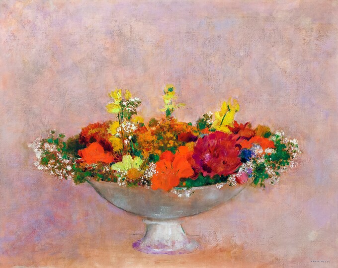 Odilon Redon, Flowers, Fleurs Dans Une Coupe, Redon Art Print | Art Print | Canvas Print | Fine Art Poster | Art Reproduction | Giclee