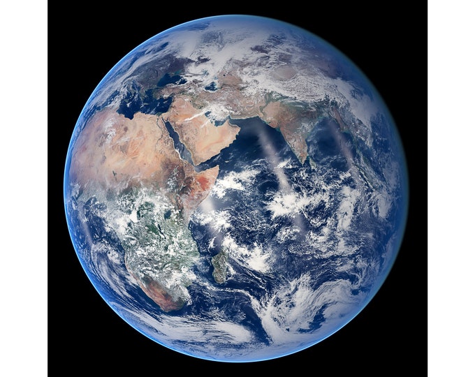 Earth, view of Africa & Asia, NASA Space Art | Art Print | Canvas Print | Fine Art Poster | Art Reproduction | Archival Giclee | Gift Wrap