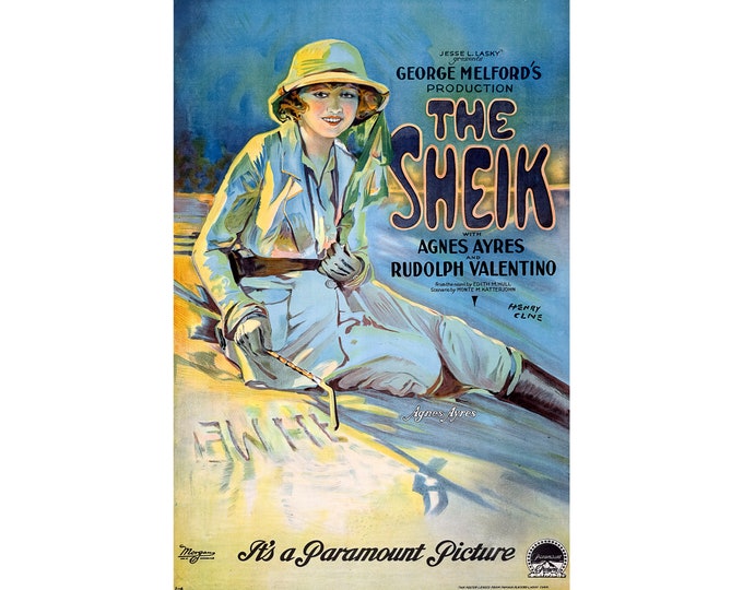 The Sheik, Agnes Ayres, Rudolph Valentino | Art Print | Canvas Print | Fine Art Poster | Art Reproduction | Archival Giclee | Gift Wrapped