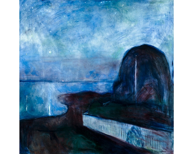 Edvard Munch, Starry Night, 1893 | Art Print | Canvas Print | Fine Art Poster | Art Reproduction | Archival Giclee | Gift Wrapped