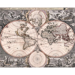 Old World Map, 1690, Nova totius terrarum orbis tabula | Art Print | Canvas Print | Fine Art Poster | Art Reproduction | Archival Giclee