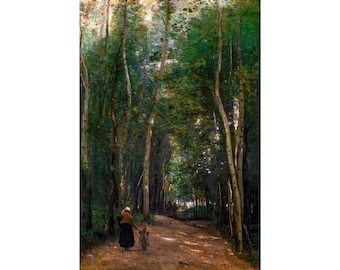 Jean-Baptiste Camille Corot, A Path in Saint-Cloud, 1862 | Art Print | Canvas Print | Fine Art Poster | Art Reproduction | Archival Giclee