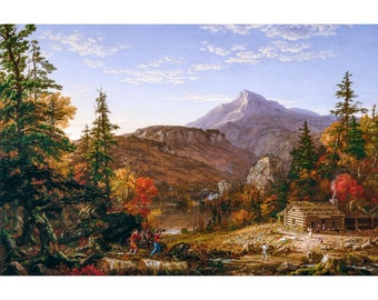 Thomas Cole – The Hunter's Return, (1845), Canvas Print or Fine Art Giclee – Enhanced