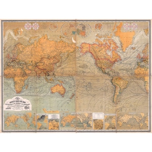 Geographicus, Baur and Bromme Map of the World, 1870 | Art Print | Canvas Print | Fine Art Poster | Art Reproduction | Archival Giclee