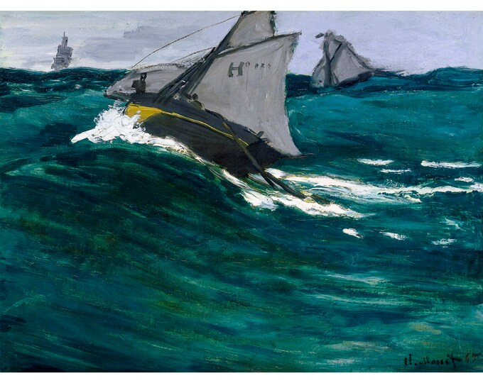 Claude Monet, The Green Wave, 1865 | Art Print | Canvas Print | Fine Art Poster | Art Reproduction | Archival Giclee | Gift Wrapped