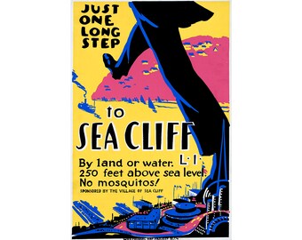 Sea Cliff, New York, Travel Ad | Art Print | Canvas Print | Fine Art Poster | Art Reproduction | Archival Giclee | Gift Wrapped