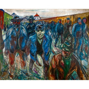 Edvard Munch, Workers on their Way Home, 1914 | Art Print | Canvas Print | Fine Art Poster | Art Reproduction | Archival Giclee | Gift