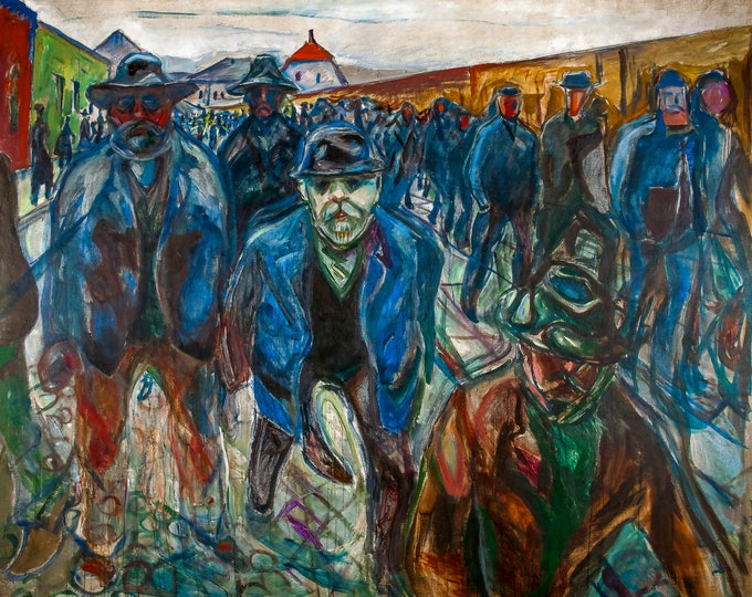 Edvard Munch, Workers on their Way Home, 1914 | Art Print | Canvas Print | Fine Art Poster | Art Reproduction | Archival Giclee | Gift