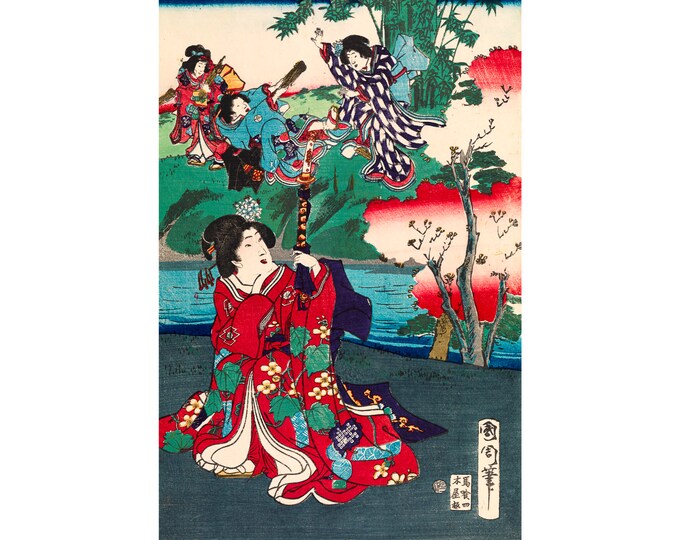 Toyohara Kunichika, The Tale of Genji, 1868 | Art Print | Canvas Print | Fine Art Poster | Art Reproduction | Archival Giclee | Gift Wrapped