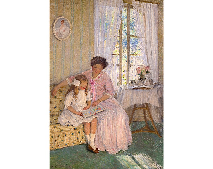 E. Phillips Fox, The Lesson, 1912 | Art Print | Canvas Print | Fine Art Poster | Art Reproduction | Archival Giclee | Gift Wrapped