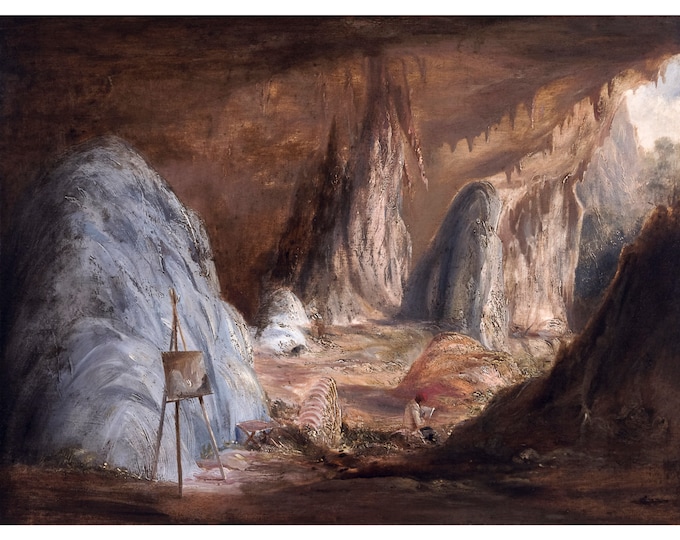 Conrad Martens, Stalagmites, Burragalong Cavern, 1843 | Art Print | Canvas Print | Fine Art Poster | Art Reproduction | Archival Giclee