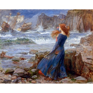 John William Waterhouse, Miranda, 1916 | Art Print | Canvas Print | Fine Art Poster | Art Reproduction | Archival Giclee | Gift Wrapped
