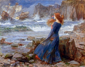 John William Waterhouse – Miranda, (1916), Canvas Print or Fine Art Giclee – Enhanced