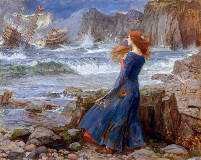 John William Waterhouse, Miranda, 1916 | Art Print | Canvas Print | Fine Art Poster | Art Reproduction | Archival Giclee | Gift Wrapped