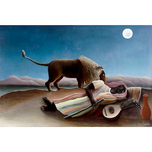 Henri Rousseau, The Sleeping Gypsy, 1897 | Art Print | Canvas Print | Fine Art Poster | Art Reproduction | Archival Giclee | Gift Wrapped