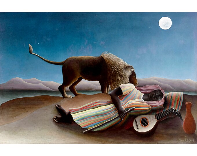 Henri Rousseau, The Sleeping Gypsy, 1897 | Art Print | Canvas Print | Fine Art Poster | Art Reproduction | Archival Giclee | Gift Wrapped