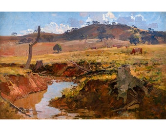 Arthur Streeton, The Creek, 1925 | Art Print | Canvas Print | Fine Art Poster | Art Reproduction | Archival Giclee | Gift Wrapped