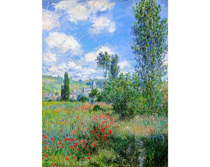 Claude Monet, View of Vétheuil, 1880 | Art Print | Canvas Print | Fine Art Poster | Art Reproduction | Archival Giclee | Gift Wrapped