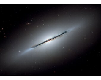 Spindle Galaxy NGC 5866, NASA Space Art | Art Print | Canvas Print | Fine Art Poster | Art Reproduction | Archival Giclee | Gift Wrapped