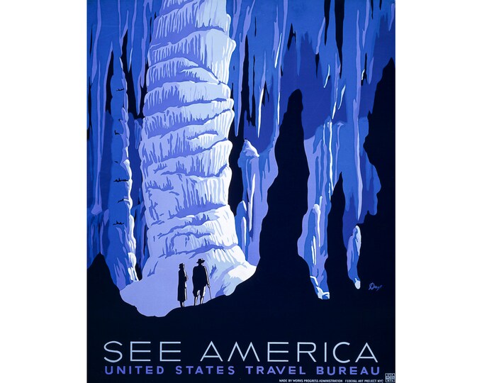 See America, Travel Ad, US Travel Bureau | Art Print | Canvas Print | Fine Art Poster | Art Reproduction | Archival Giclee | Gift Wrapped