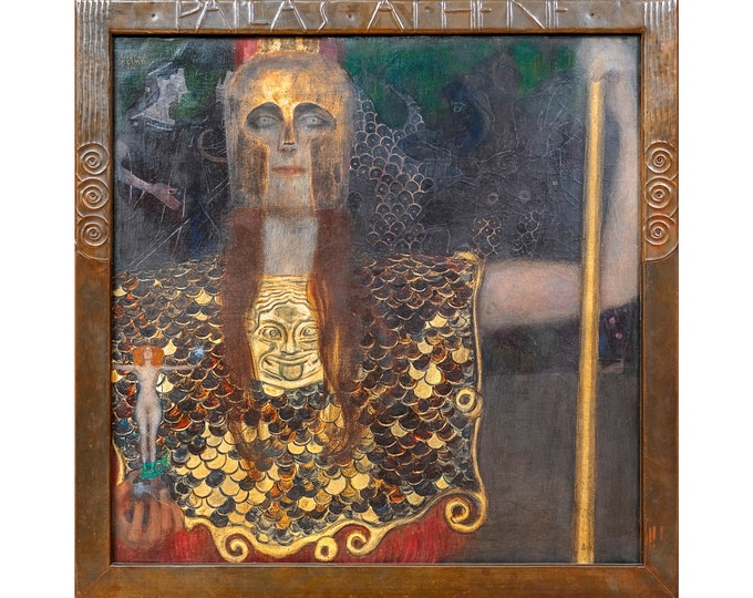 Gustav Klimt, Pallas Athena, 1898 (not with real frame, just the printed version) Canvas Print or on Paper | Reproduction | Archival Giclee