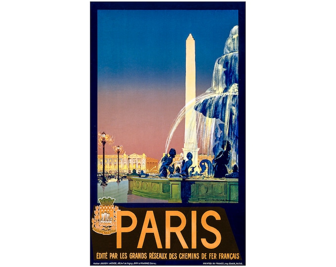 Paris, France, Travel Ad | Art Print | Canvas Print | Fine Art Poster | Art Reproduction | Archival Giclee | Gift Wrapped