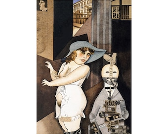 George Grosz, Daum marries her pedantic automaton George in May 1920 | Art Print | Canvas Print | Fine Art Poster | Art Reproduction