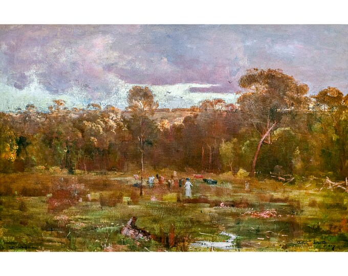 Arthur Streeton, June Evening, Box Hill, 1887 | Art Print | Canvas Print | Fine Art Poster | Art Reproduction | Archival Giclee | Gift Wrap