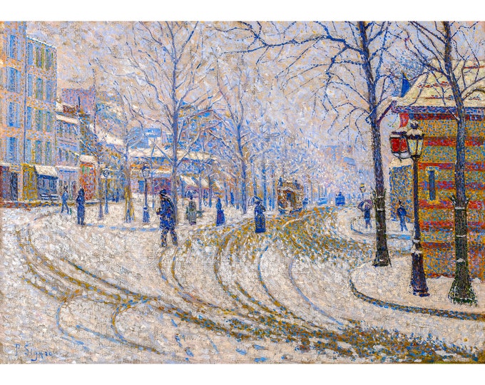 Paul Signac, Snow, Boulevard de Clichy, Paris, 1886 | Art Print | Canvas Print | Fine Art Poster | Art Reproduction | Archival Giclee | Gift