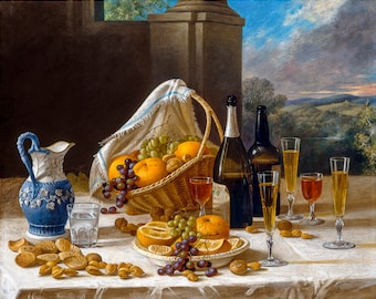 John F. Francis, Luncheon Still Life, 1860 | Art Print | Canvas Print | Fine Art Poster | Art Reproduction | Archival Giclee | Gift Wrapped