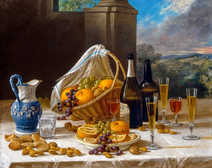 John F. Francis, Luncheon Still Life, 1860 | Art Print | Canvas Print | Fine Art Poster | Art Reproduction | Archival Giclee | Gift Wrapped
