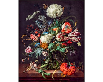 Jan Davidsz. de Heem, Vase of Flowers, 1660 | Art Print | Canvas Print | Fine Art Poster | Art Reproduction | Archival Giclee | Gift Wrapped