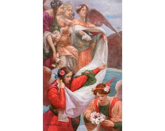 Rupert Bunny, Angels Descending, 1897 | Art Print | Canvas Print | Fine Art Poster | Art Reproduction | Archival Giclee | Gift Wrapped