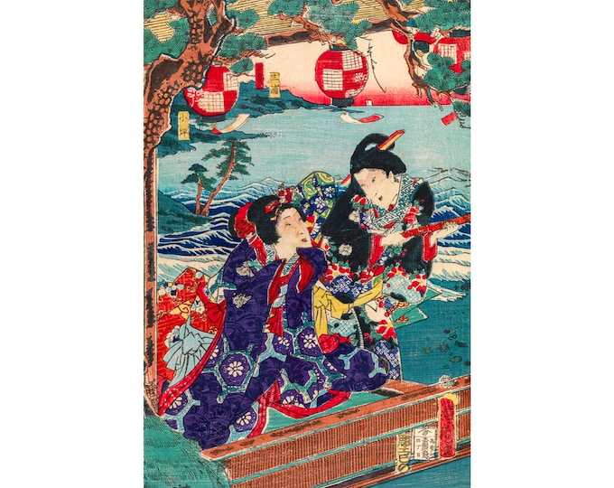 Toyohara Kunichika, Genji Excursion to Enoshima Island, 1863 | Art Print | Canvas Print | Fine Art Poster | Art Reproduction | Archival