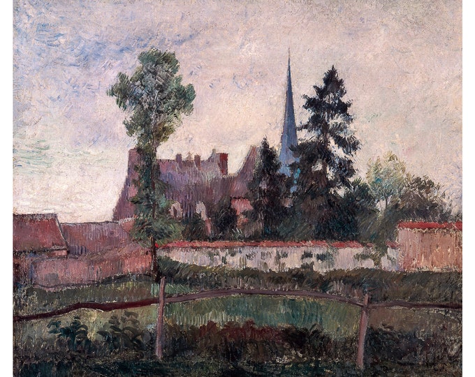 Camille Pissarro, The Church and the Farm of Eragny, 1884 | Art Print | Canvas Print | Fine Art Poster | Art Reproduction | Archival Giclee